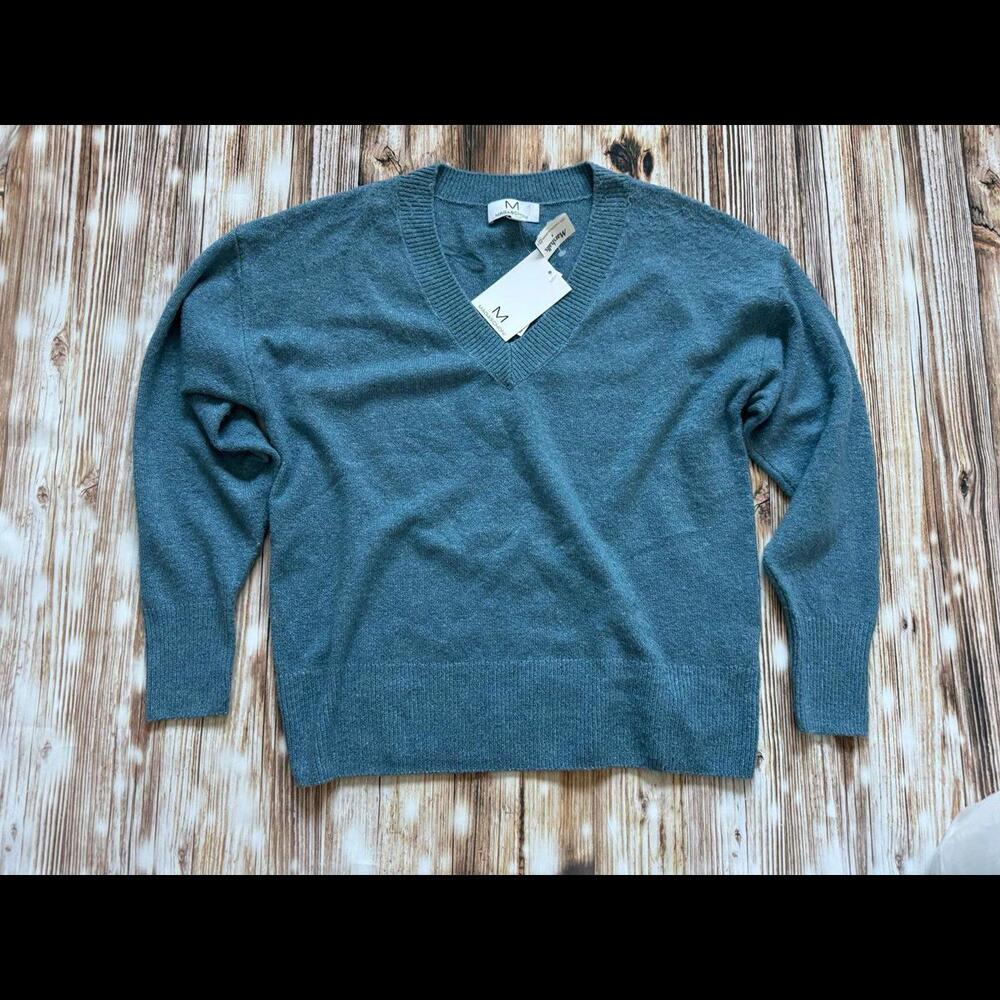 Magaschoni V-Neck Sweater Blue Size Small NWT
